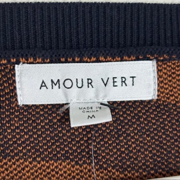 Amour Vert Cardigan Sweater Womens Medium Tessa Orange Black Organic Cotton NEW - Picture 3 of 6